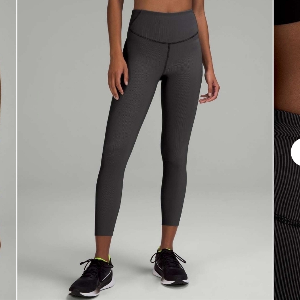 Lululemon Base Pace High-Rise Crop 23" Ribbed Black/Grey Activewear Leggings